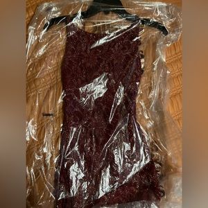 Burgundy lace sequined dress. Worn once.